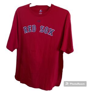 Majestic Pedroia Men's Red Boston Red Sox Graphic Print T-shirt Sz 2XL